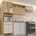 Cozinha Compacta Condessa 6 Portas 1 Gaveta com Vidro e Relógio 100% Mdf Carvalho/Greige - Nesher
