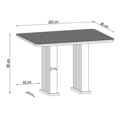 Mesa de Jantar 8 Lugares Exclusive com Vidro Ripado Mel/Bege/Off White - Viero Móveis