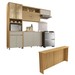 Cozinha Compacta Condessa 8 Portas 1 Gaveta com Vidro e Relógio e Ilha Gourmet 100% Mdf Carvalho/Greige - Nesher