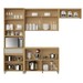 Cozinha Compacta Condessa 8 Portas 1 Gaveta com Vidro e Relógio e Ilha Gourmet 100% Mdf Carvalho/Greige - Nesher