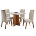 Mesa de Jantar 4 Lugares Venice com Vidro Mel/Bege/Off White - Viero Móveis