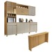 Cozinha Completa Condessa 11 Portas 2 Gavetas com Ilha Gourmet e Relógio 100% Mdf Carvalho/Greige - Nesher