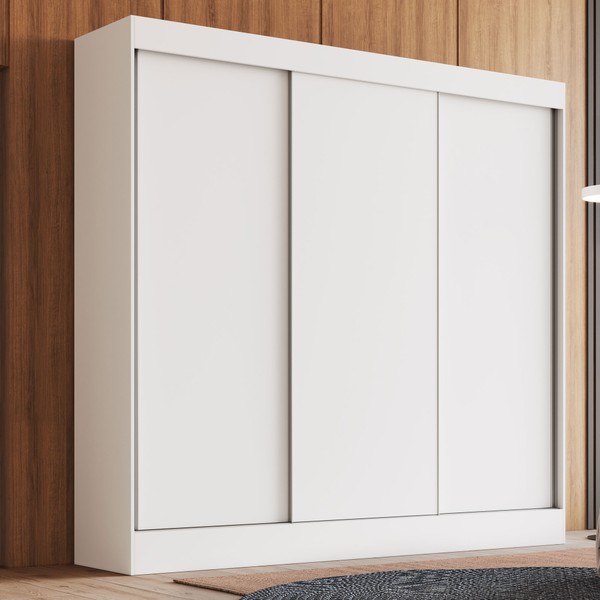 Guarda-Roupa Casal Michigan 3 Portas 4 Gavetas 100% Mdf Branco - Doripel Móveis