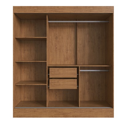 Guarda-Roupa Casal Londres 3 Portas 2 Gavetas com Espelho 100% Mdf Off White/Nogueira - Doripel Móveis