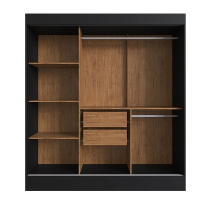 Guarda-Roupa Casal Londres 3 Portas 2 Gavetas com Espelho 100% Mdf Preto - Doripel Móveis