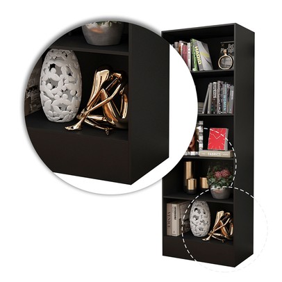 Estante para Livros Poesia com 4 Prateleiras Preto - Pnr Móveis