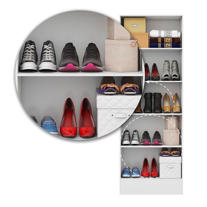 Sapateira Low com 4 Prateleiras Branco - Pnr Móveis