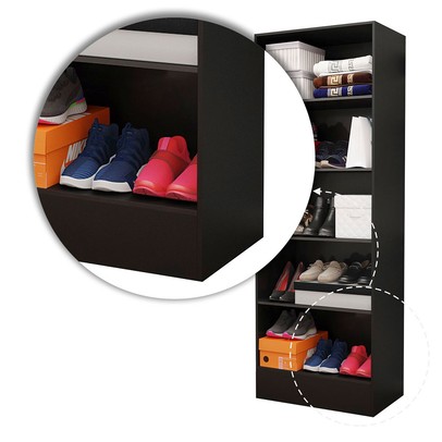 Sapateira Low com 4 Prateleiras Preto - Pnr Móveis