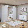 Quarto Infantil Completo Marcella 10 Gavetas 4 Portas com Espelho Branco Aurora - Minastex