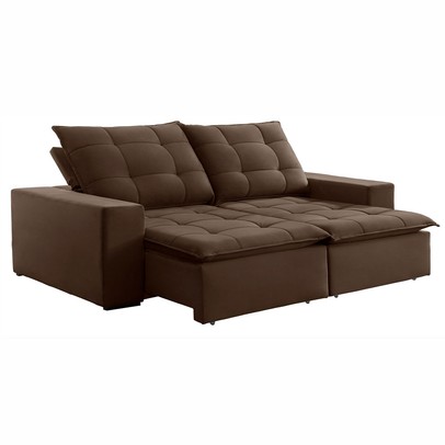 Sofá 4 Lugares Paris Retrátil e Reclinável Super Pilow Veludo/Marrom - Celflex