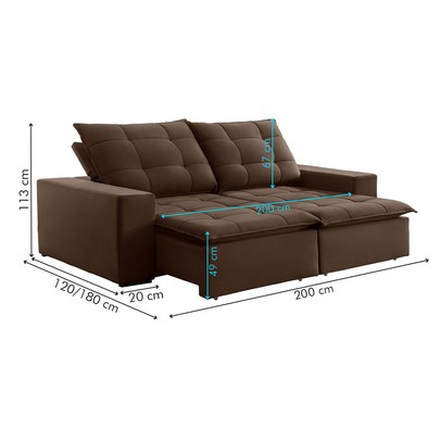 Sofá 4 Lugares Paris Retrátil e Reclinável Super Pilow Veludo/Marrom - Celflex
