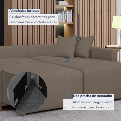 Sofá Cama 2 Lugares Júlia Retrátil e Reclinável Veludo/Marrom - Celflex