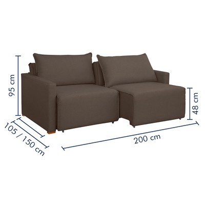 Sofá Cama 2 Lugares Júlia Retrátil e Reclinável Veludo/Marrom - Celflex