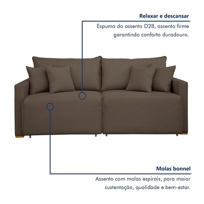 Sofá Cama 2 Lugares Júlia Retrátil e Reclinável Veludo/Marrom - Celflex