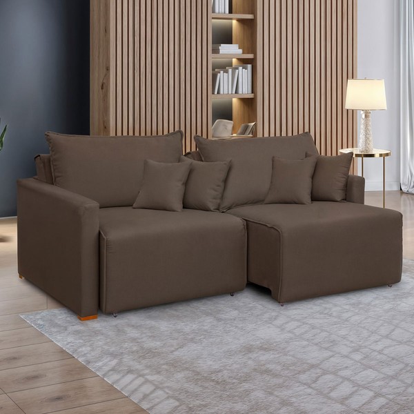 Sofá Cama 2 Lugares Júlia Retrátil e Reclinável Veludo/Marrom - Celflex