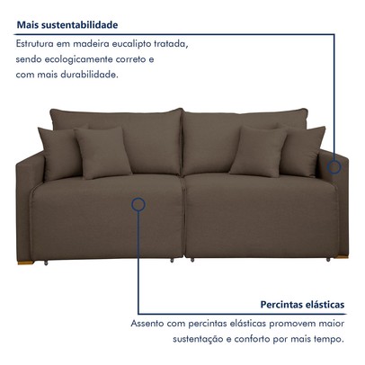 Sofá Cama 2 Lugares Júlia Retrátil e Reclinável Veludo/Marrom - Celflex