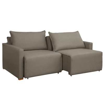 Sofá Cama 2 Lugares Júlia Retrátil e Reclinável Veludo/Bege Escuro - Celflex