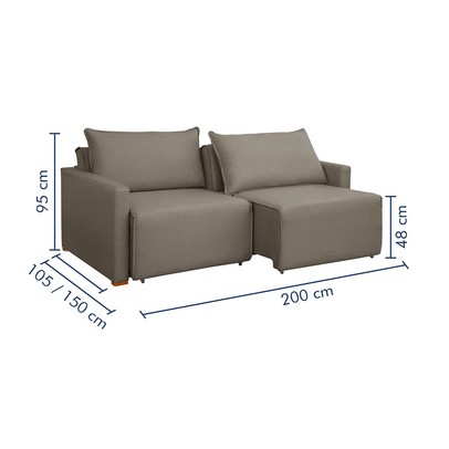 Sofá Cama 2 Lugares Júlia Retrátil e Reclinável Veludo/Bege Escuro - Celflex