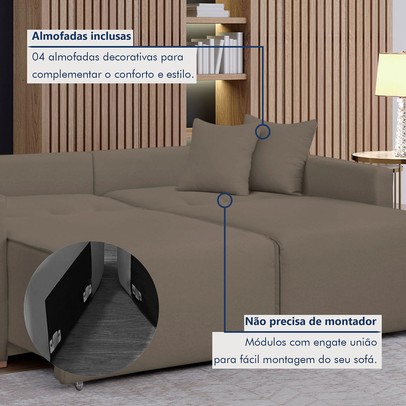 Sofá Cama 2 Lugares Júlia Retrátil e Reclinável Veludo/Bege Escuro - Celflex