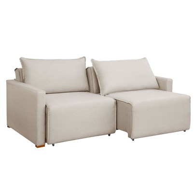 Sofá Cama 2 Lugares Júlia Retrátil e Reclinável Veludo/Bege Claro - Celflex