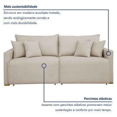 Sofá Cama 2 Lugares Júlia Retrátil e Reclinável Veludo/Bege Claro - Celflex