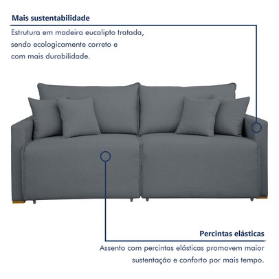 Sofá Cama 2 Lugares Júlia Retrátil e Reclinável Veludo/Cinza - Celflex