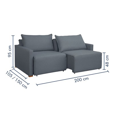 Sofá Cama 2 Lugares Júlia Retrátil e Reclinável Veludo/Cinza - Celflex