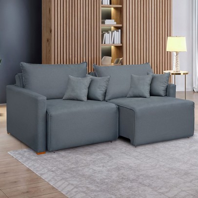 Sofá Cama 2 Lugares Júlia Retrátil e Reclinável Veludo/Cinza - Celflex