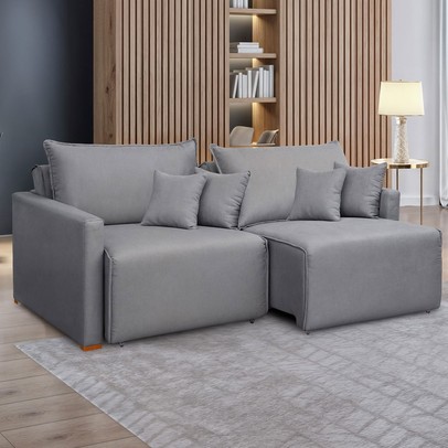 Sofá Cama 2 Lugares Júlia Retrátil e Reclinável Linho/Cinza - Celflex
