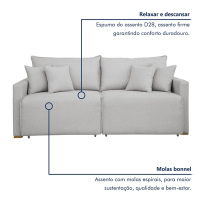 Sofá Cama 2 Lugares Júlia Retrátil e Reclinável Linho/Gelo - Celflex