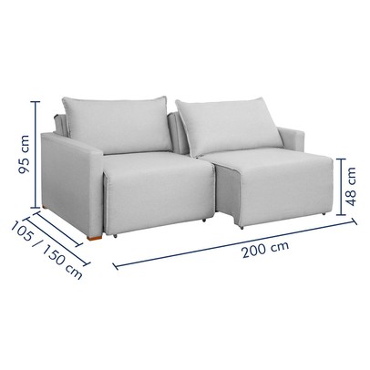 Sofá Cama 2 Lugares Júlia Retrátil e Reclinável Linho/Gelo - Celflex