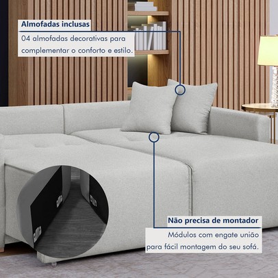 Sofá Cama 2 Lugares Júlia Retrátil e Reclinável Linho/Gelo - Celflex