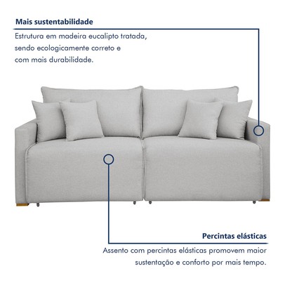 Sofá Cama 2 Lugares Júlia Retrátil e Reclinável Linho/Gelo - Celflex