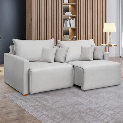Sofá Cama 2 Lugares Júlia Retrátil e Reclinável Linho/Gelo - Celflex