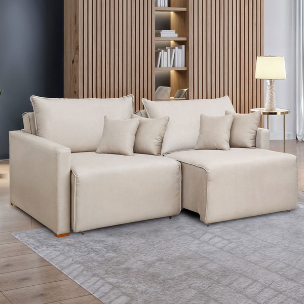 Sofá Cama 2 Lugares Júlia Retrátil e Reclinável Linho/Cru - Celflex