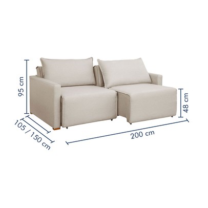 Sofá Cama 2 Lugares Júlia Retrátil e Reclinável Linho/Cru - Celflex