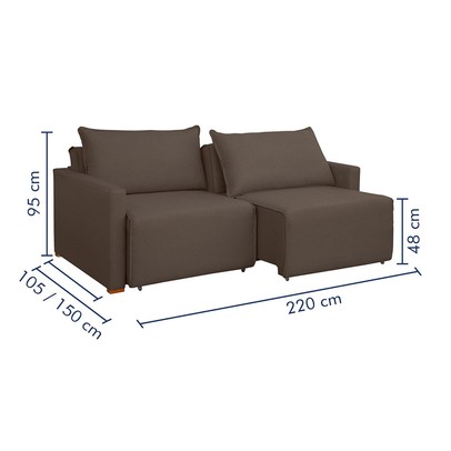 Sofá Cama 3 Lugares Júlia Retrátil e Reclinável Veludo/Marrom - Celflex