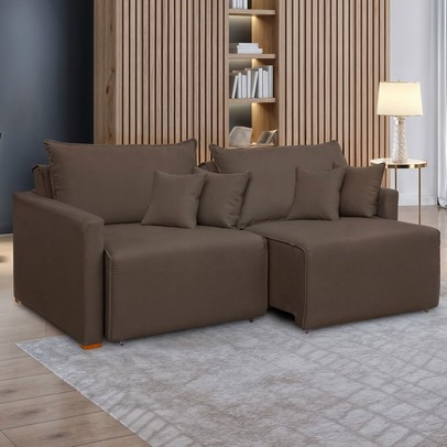 Sofá Cama 3 Lugares Júlia Retrátil e Reclinável Veludo/Marrom - Celflex