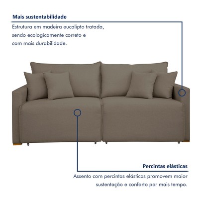 Sofá Cama 3 Lugares Júlia Retrátil e Reclinável Veludo/Bege Escuro - Celflex