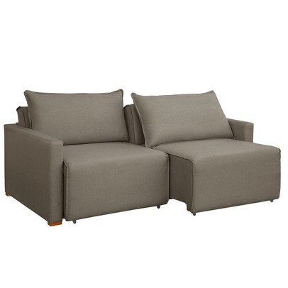 Sofá Cama 3 Lugares Júlia Retrátil e Reclinável Veludo/Bege Escuro - Celflex