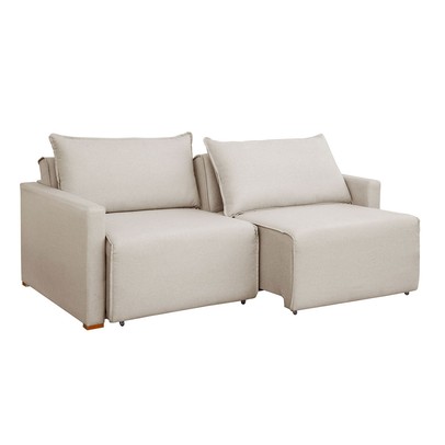 Sofá Cama 3 Lugares Júlia Retrátil e Reclinável Veludo/Bege Claro - Celflex