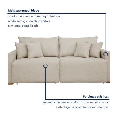 Sofá Cama 3 Lugares Júlia Retrátil e Reclinável Veludo/Bege Claro - Celflex