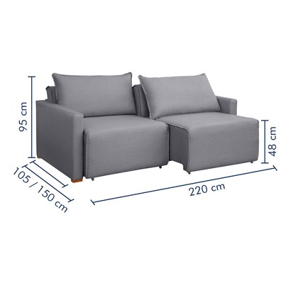Sofá Cama 3 Lugares Júlia Retrátil e Reclinável Linho/Cinza - Celflex