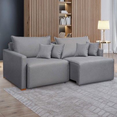 Sofá Cama 3 Lugares Júlia Retrátil e Reclinável Linho/Cinza - Celflex