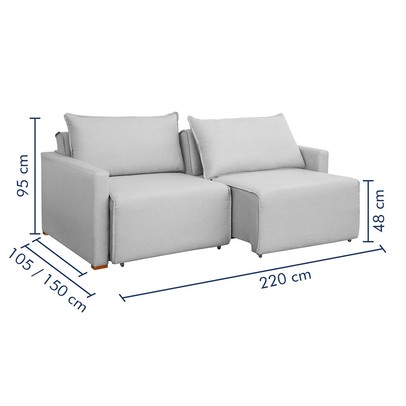 Sofá Cama 3 Lugares Júlia Retrátil e Reclinável Linho/Gelo - Celflex