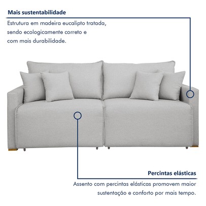 Sofá Cama 3 Lugares Júlia Retrátil e Reclinável Linho/Gelo - Celflex