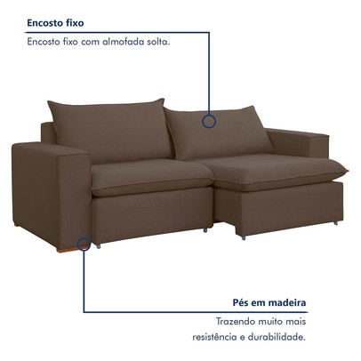 Sofá 2 Lugares Barcelona Retrátil Veludo/Marrom - Celflex Colchoes