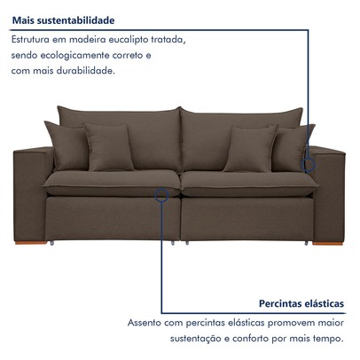 Sofá 2 Lugares Barcelona Retrátil Veludo/Marrom - Celflex Colchoes