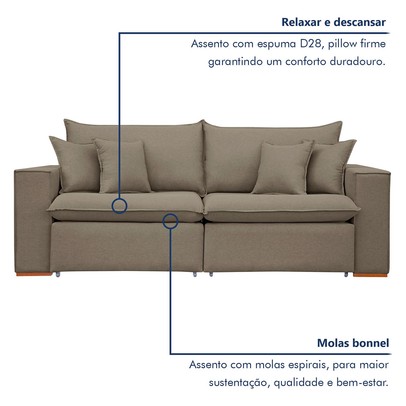 Sofá 2 Lugares Barcelona Retrátil Veludo/Bege Escuro - Celflex Colchoes