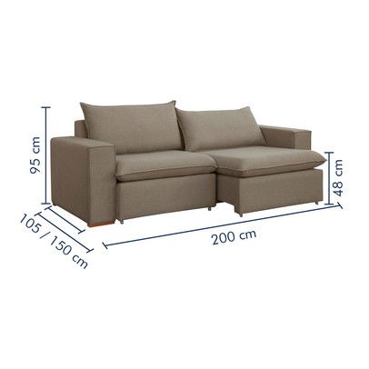 Sofá 2 Lugares Barcelona Retrátil Veludo/Bege Escuro - Celflex Colchoes